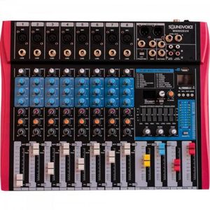 Mesa De Som 8 Canais Ms802 Eux Preta Soundvoice