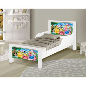 Mini Cama Infantil Princesas Adesivada Com Colchão Branco