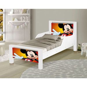 Mini Cama Infantil Mouse Adesivada Com Colchão Branco