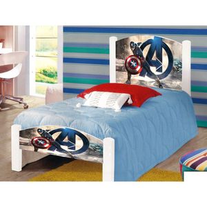 Cama Solteiro Infantil Super Herói Adesivada+Colchão Branco