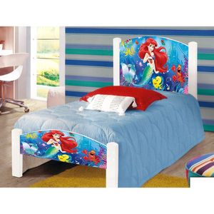 Cama Solteiro Infantil Sereia Adesivada Com Colchão Branco