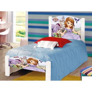 Cama Infantil Solteiro Adesivada Princesa Sofia Branco