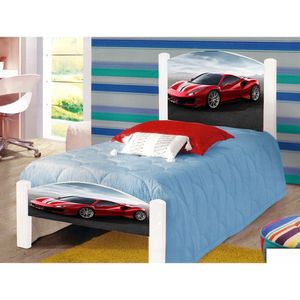 Cama Infantil Solteiro Ferrari Colchão Branco