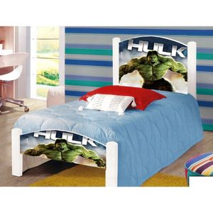 Cama Infantil Solteiro Adesivada Herói Verde Branco