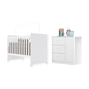 Conjunto Infantil Livia Branco Berço E Cômoda Canaã