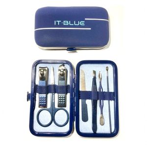 Kit Estojo 7 Peças Manicure Cortador De Unhas Aço Inoxs