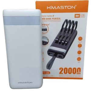 Carregador Power Bank Com Luz Led Turbo 20.000mah Yd-06 H´maston Branco