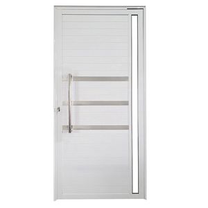 Porta Pivotante De Alumínio 210 X 120cm Com Puxador, Friso E Vidro Veneza Esquadrias Bergamo Branco