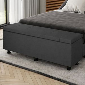 Baú Sapateira Estofada Casal King Size 195 Cm Venus Veludo Skybox Cor Preto