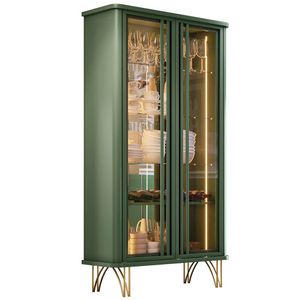 Cristaleira De Vidro Com Espelho Alvora H01 Verde Pistache - Mpozenato