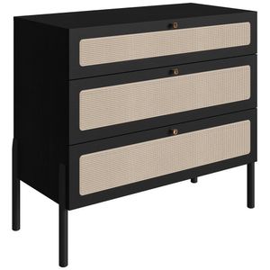 Comoda 3 Gv Corrediças Telescopicas Palhinha 27934 Linha Oslo Nero Artesano Nero
