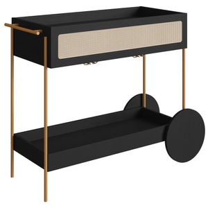 Carrinho Bar Porta Taças 110 Cm Pes Metal Oslo 28964 Nero Artesano Nero