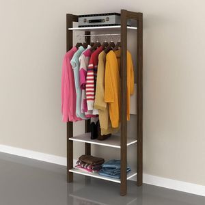 Armário Closet Com Prateleira Branco-nogal