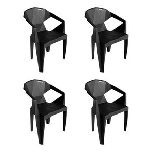 Kit 4 Cadeiras New Alegra 3d Preta Preto