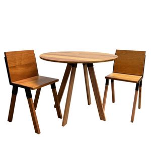 Jogo De Mesa Eiffel Industrial 90 Cm Com 2 Cadeiras Detroit Madeira Maciça Natural E Ferro Preto Marrom