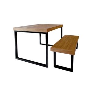 Conjunto Mesa Industrial Bernardo 1,80m Ferragem Preta Com Banco Industrial Bernardo Preto