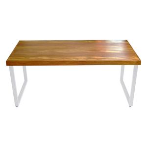 Mesa Industrial Bernardo Madeira Maciça C- Ferragem Branca 1,30m Marrom
