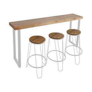 Conjunto Guatemala Mesa Aparador 180cm Com 3 Banquetas Industriais Base Em Ferro Branco Branco