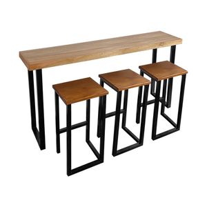 Conjunto Industrial 150cm Aparador Com 3 Banquetas Bistrôs Premium Base Ferro Preto Preto