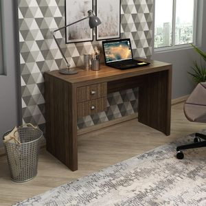 Mesa Para Escritório Com 2 Gavetas Nogal