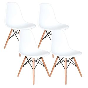 Conjunto Com 4 Cadeiras Charles Eames Eiffel Branca