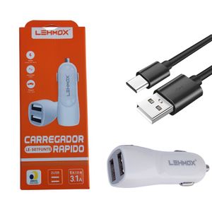 Carregador Veicular Rápido 2 Usb Carro E Caminhão 12/24 V