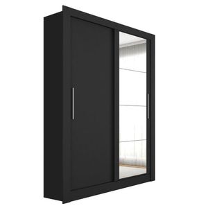 Guarda Roupa Solteiro Com Espelho 2 Portas 2 Gavetas Preto