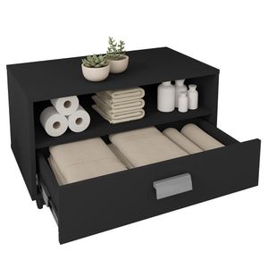 Gabinete Armário Banheiro Com Rodízios Towel Preto