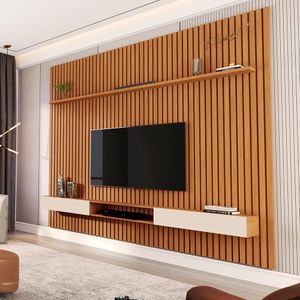 Conjunto De Painel Ripado E Nicho 2.2 Bahamas Nature Off White