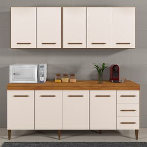Cozinha Completa 9 Portas E 3 Gavetas Atenas Naturalle Com Off White