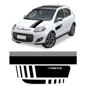 Faixa Palio Attractive 2012/2016 Adesivo Lateral E Traseiro Preto Cor Preto