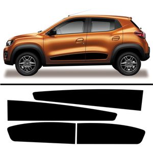 Adesivo Faixa Lateral Renault Kwid 2017 A 2022 Preto Cor Preto
