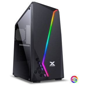 Gabinete Gamer Lynx Com Lateral Acrílica Preto Fita Led Rgb