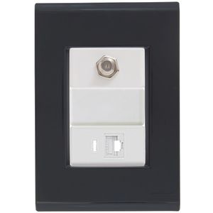 Cj Tomadas Rj45 Ethernet + Tv Coaxial Liz Grafite Tramontina Completo Pronto Tramontina