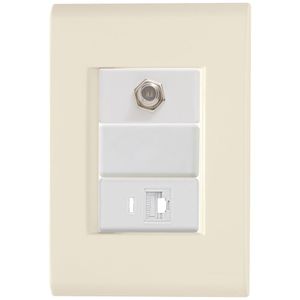 Cj Tomadas Rj45 Ethernet + Tv Coaxial Liz Bege Tramontina Completo Pronto Tramontina
