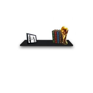 Prateleira Simples Preta 50X20 Cm Com Suporte Em Mdf