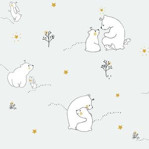 Papel De Parede Infantil Ursinhos Branco Fofura Baby Ff4002