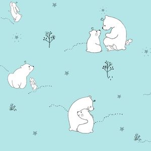Papel De Parede Infantil Ursinhos Azul Bebe Ff4003