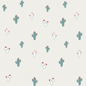 Papel De Parede Infantil De Cactos, Azul Ff4011.