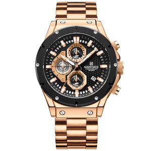 Relógio Masculino Quartzo Pulseira De Aço Inoxidável Casual Esportivo Rose