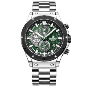 Relógio Masculino Quartzo Pulseira De Aço Inoxidável Casual Esportivo Verde