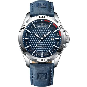 Relógio Masculino Pulseira De Couro Quarzto Azul