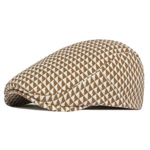 Boina Retrô Unissex Plana Ideal Protetor Gorro Espinha De Peixe Hera Cáqui