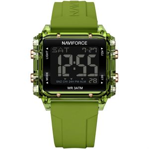 Relógio Esportivo Feminino Quadrado Digital Pulseira De Silicone Verde Musgo