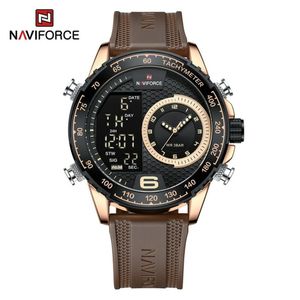Relógio Masculino De Quartzo Duplo Display De Luxo Marrom
