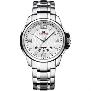 Relógio De Pulso Em Aço Inoxidável Clássico Esportivo Nf9215s Branco