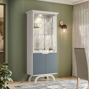 Cristaleira 2 Portas Creta Off White Cinza