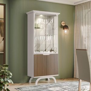 Cristaleira 2 Portas Creta Off White Imbuia
