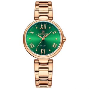 Relógio De Pulso De Aço Inoxidável Para Mulheres Design Classico Verde