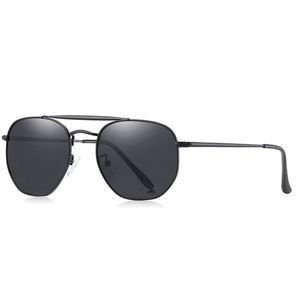 Oculos De Sol Unissex Polarizado Design Classico Hexágono Uv400 Preto